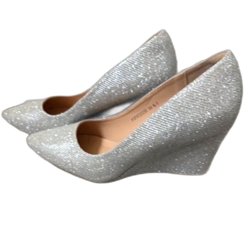 Silver Wedges, Closed Toe, Pumps, Pointed Toe IDIFU